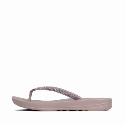 Fitflop Women's IQUSHION Sparkle Ergonomic Flip Flops - Light Brown, YT7234105